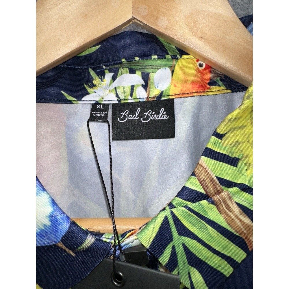 Bad Birdie NEW Mens Size XL Golf Polo "Tropicana" Floral Parrots All Over Print - Picture 3 of 10